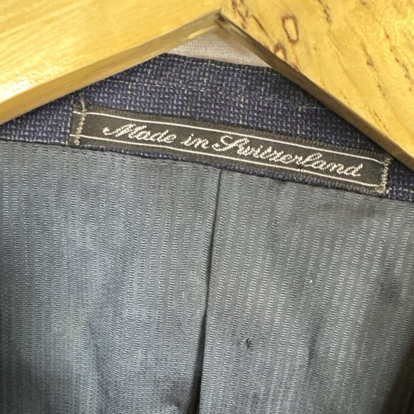 Ermenegildo Zegna Soft Men 40 navy slate-blue windowpane wool blazer Switzerland - Picture 5 of 9